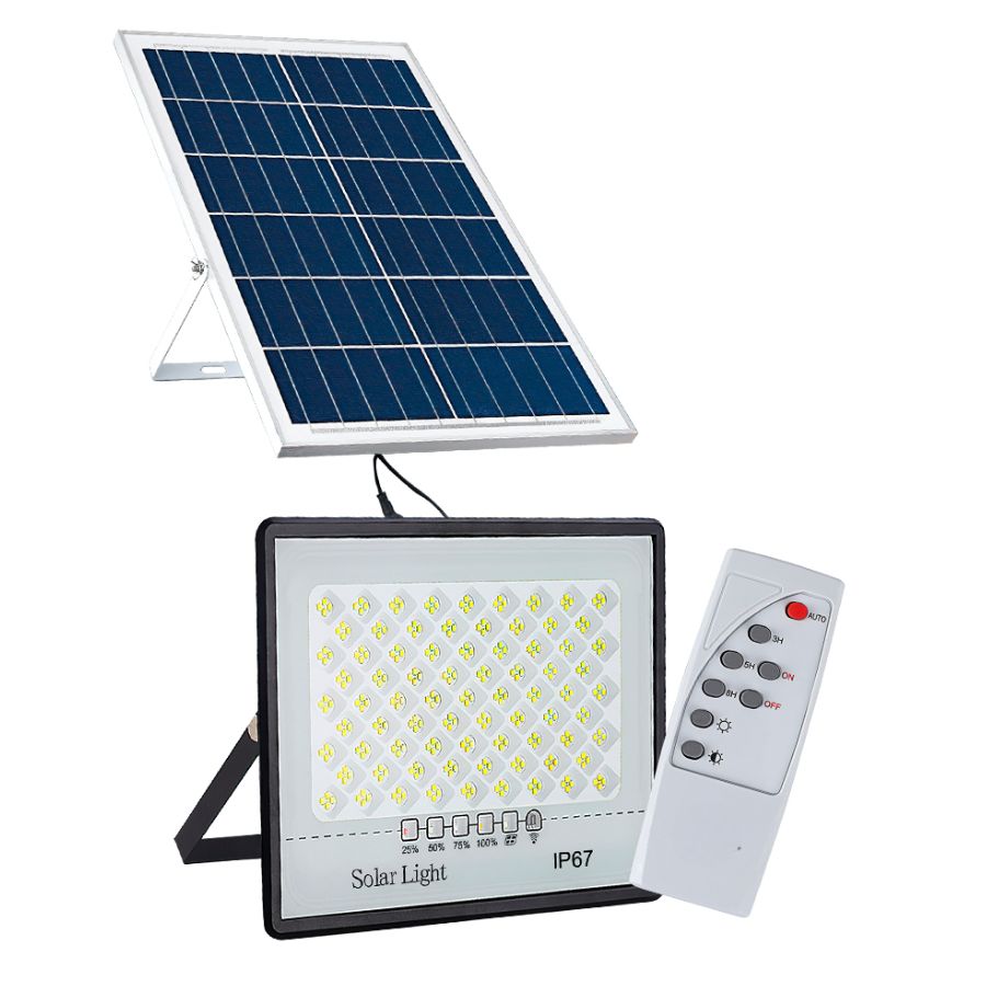 Reflector Luz Led de 25W con Panel Solar para Exterior